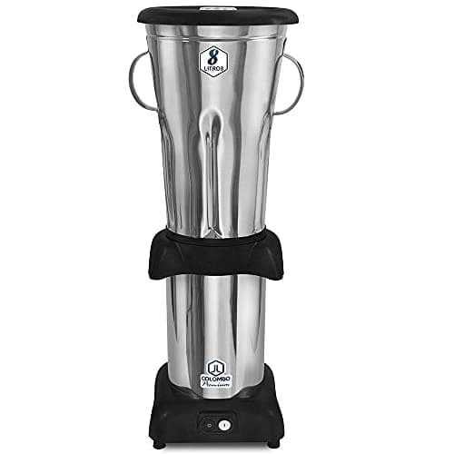Liquidificador industrial 8 litros inox com alças, marca Colombia, fundo branco