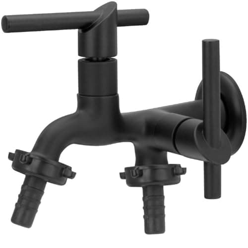 Torneira 2 Saídas Tanque Metal Maquina De Lavar Preta C72 Acabamento Preto Fosco