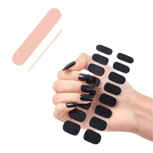 Unha em Gel Adesivo Semi Curada Nail Esmalte Autocolante OU Cabine Lampada Led UV Fácil Aplicação (Preto, Único)
