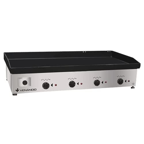 Chapa Elétrica Inox 220v CE100 Venâncio com Superfície Preta e Base em Aço