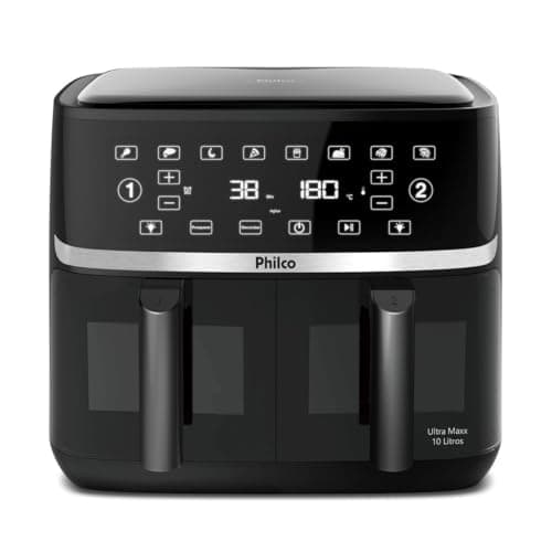 Fritadeira Elétrica Philco 10L com Cesto Duplo, 2000W, Preto e Prata