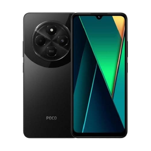 Xiaomi Smartphone POCO C75 4G preto com câmera circular e tela colorida