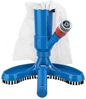 Aspirador de piscina portátil com escova azul e vermelho, em forma de Y, com cerdas pretas