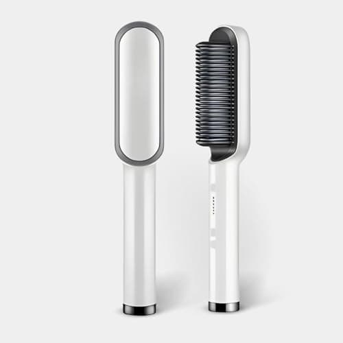 Escova Alisadora De Cabelo Escova Elétrica Alisadora E Modeladora De Cabelo Secadora Profissional 3 em 1 (BRANCA) - YODHE
