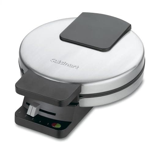 Máquina de waffles redonda clássica Cuisinart WMR-Canas em aço inoxidável escovado, fundo branco