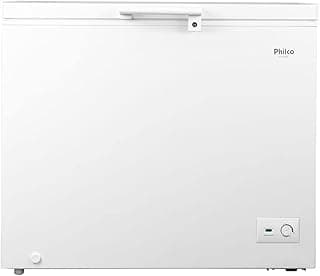 Freezer horizontal Philco 246L branco, com porta frontal e controle de temperatura na parte inferior direita.