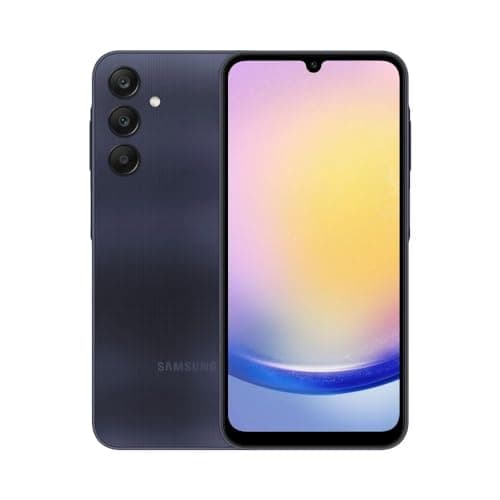 Samsung Galaxy A25 5G 128GB 6GB RAM, tela infinita de 6.5 polegadas, azul escuro, ângulo lateral