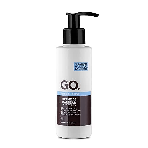 Creme de barbear transparente, clinical, com enzimas cicatrizantes, anti foliculite, pelos encravados e vermelhidão, Go Man