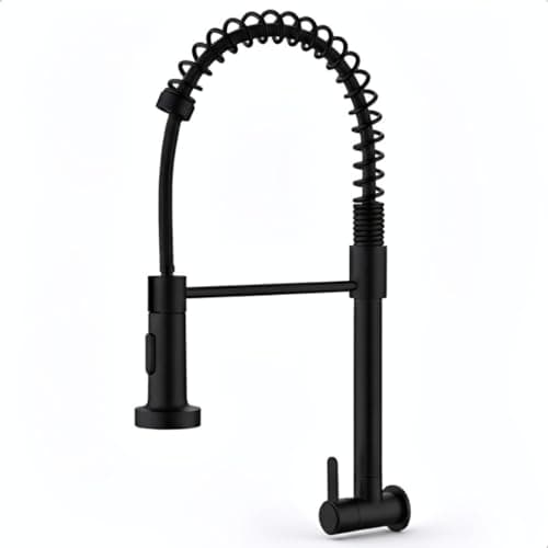 Torneira Gourmet Cozinha de Parede Preta em Inox SOFTINOX 2 Jatos — Torneira Flexível Parede 1/4 de Volta Bica Giratória 360° Metal Preto Fosco