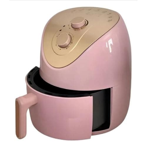Fritadeira elétrica sem óleo rosa 4L, fácil de usar e limpar, design charmoso