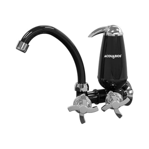 Filtro De Água Com Torneira Acqua Colors E05 Preta Bica Móvel Quadriseta Acquabios 1006-0051, Acquabios, Filtro Purificador De Água Com Bica Móvel, Preto E Cromado, Máxima Eficiência Comprovada