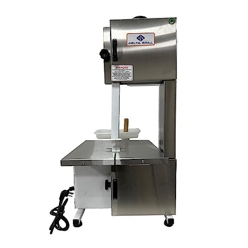 Serra Fita Com Moedor Boca Número 5 Lâmina 1,46mts Semi Inox Delta Grill Bivolt