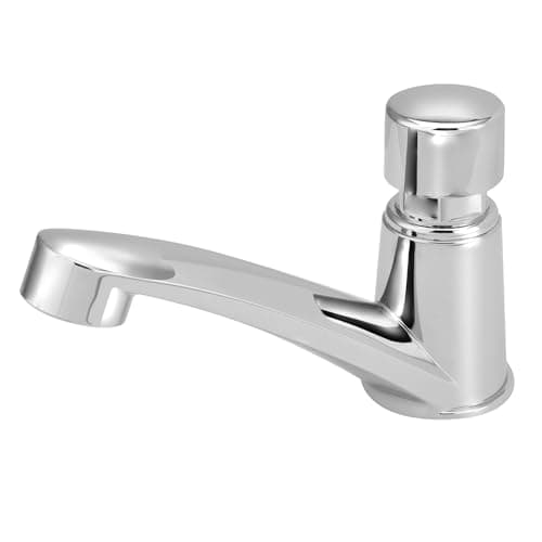 Torneira Lavatório Automática Abs Botão Em Aço Inox Cor:Cinza