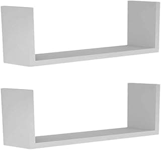 Kit 2 Prateleiras Nicho U 54x10x15 Livros Decoração - Branco