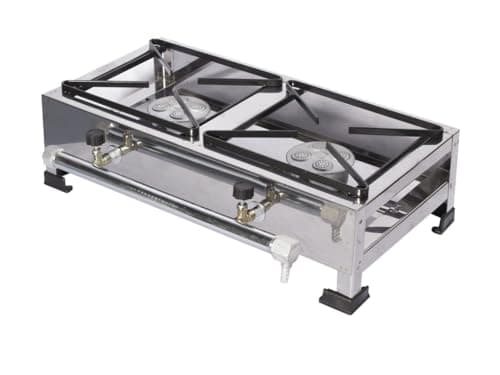Fogareiro Industrial 2 Bocas Alta Pressão com Queimadores de Caulim em Aço Inox