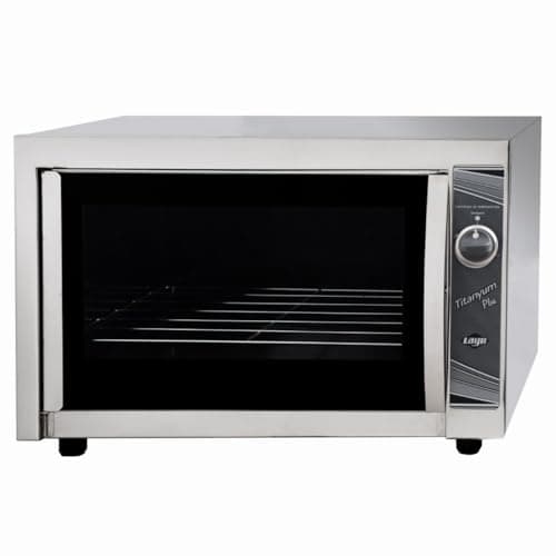 Forno Titanyum Plus Inox Industrial em aço inoxidável com porta de vidro e controle prateado