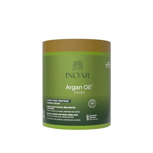 Inoar, Argan Oil, Creme para Pentear Finalizador, Hidratação e Antifrizz, Óleo de Argan, Jojoba e Manteiga de Cacau, Para Todos os Tipos de Cabelos, 500g