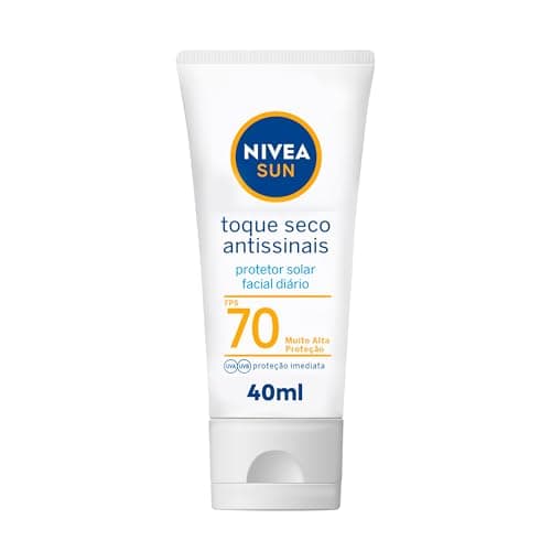 NIVEA SUN Protetor Solar Facial Toque Seco Antissinais FPS 70 40ml - Com muito alta proteção contra raios UVA/UVB, controla o brilho e previne o envelhecimento precoce