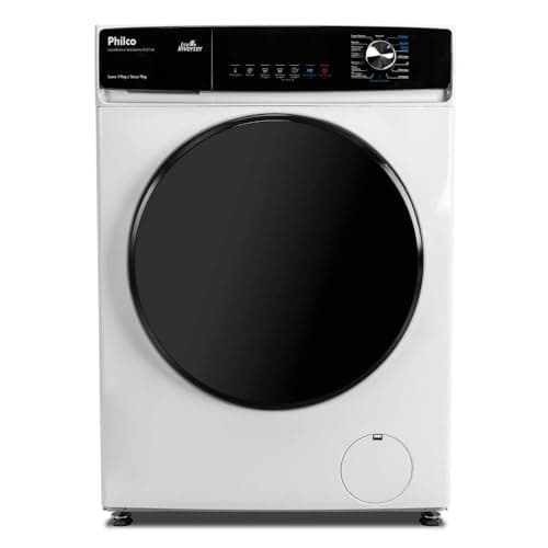 Máquina de lavar e secar Philco 11kg branca e preta com controles digitais