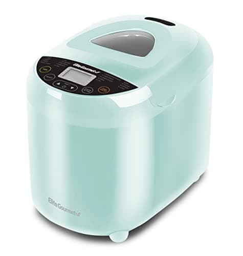 Elite Gourmet EBM8103M Máquina de fazer pão programável, 3 tamanhos de pão, 19 funções de menu sem glúten branco centeio de trigo francês e mais, 2 kg, menta