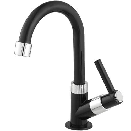 Torneira De Banheiro Para Lavabo Mesa 1/4 De Volta - Preta Com Cromado C62