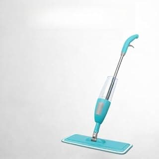Mop de spray com cabeça de microfibra azul-celeste, fundo branco