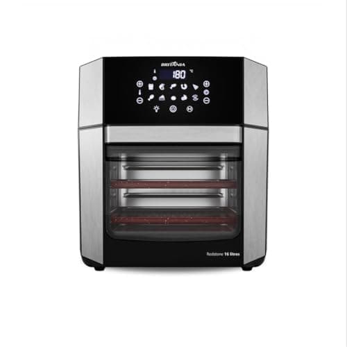 Fritadeira de ar Britânia 16L com porta removível, preto e prata, contra fundo branco