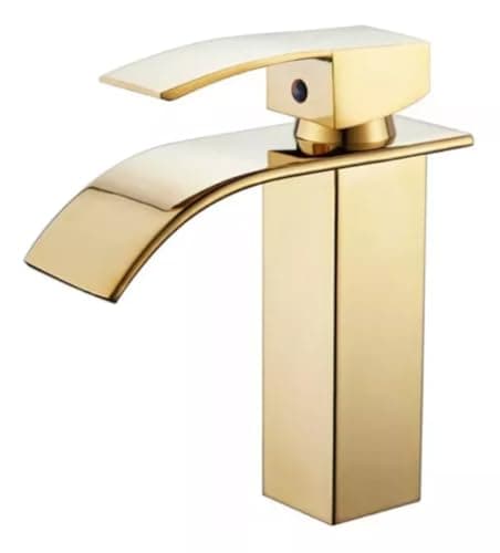 Torneira Cascata Dourada Monocomando Gold Para Banheiro Alto Padrão Bica Baixa Great Home