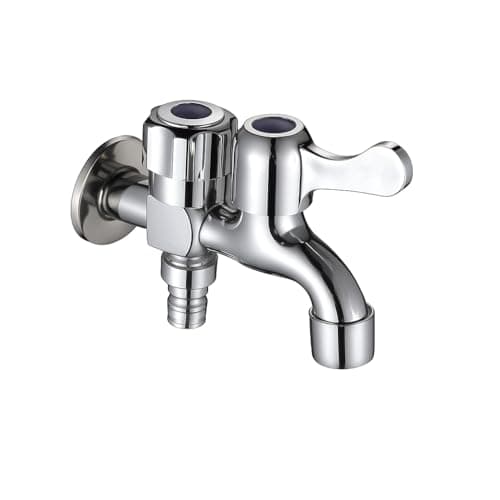 Torneira Cromada Metal E ABS 1/4 De Volta para Tanque e Jardim com Duas Saídas – Ideal para Lavanderia, Máquina de Lavar e Mangueira, resistente e durável com acabamento sofisticado