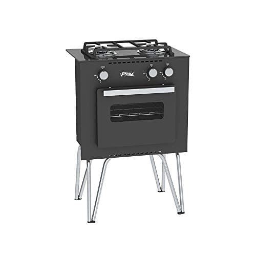 Fogao a gas mini cook 2 queimadores preto fosco com forno e queimadores de mesa