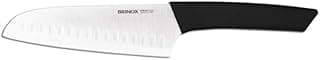 Faca Santoku 7 polegadas de aço inoxidável e polipropileno preto da Brinox