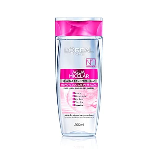 L'Oréal Paris, Água Micelar Solução de Limpeza 5 em 1 Limpa, Demaquila, Purifica, Suaviza e Reequilibra, Cuidado Diário Multifuncional para Todos os Tipos de Peles 200ml