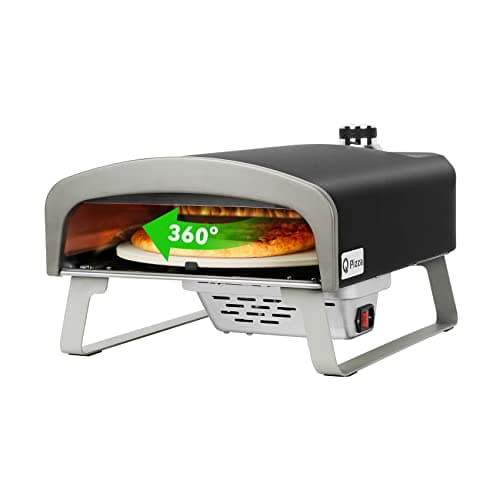 Q Pizza Forno de pizza a gás com pedra giratória automática, forno portátil a gás propano para cozinhar ao ar livre, cozinha, quintal, festa, praia, trailer, acampamento, PS102