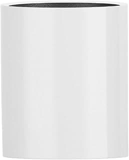 Vaso cilíndrico branco de fibra de vidro vitrificado decorativo 50x36cm