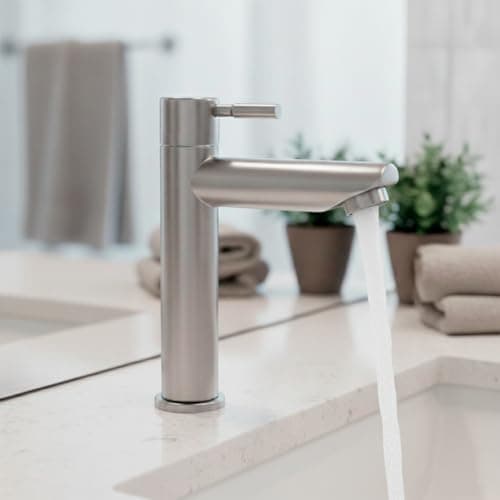 Torneira Para Banheiro De Mesa Bica Baixa 1/4 De Volta Aço Inox 304 Escovado Elegance Beltempo