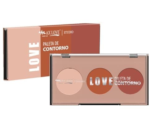 Paleta Contorno Trio Max Love Cor 3 - Definição Facial Profissional, Maquiagem que Esfuma Fácil, Custo-Benefício, Peles Morenas e Negras