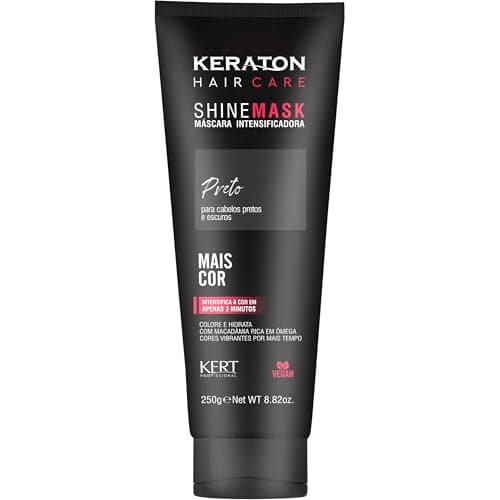Keraton, Máscara matizadora hidratante, Trata e colore, Para cabelo preto escuro, Shine Mask, 250g, Preto