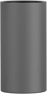Vaso cinza fosco de fibra de vidro decorativo cilíndrico 70x36cm