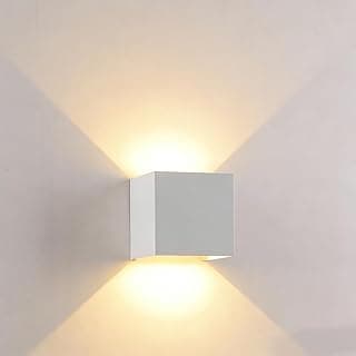 Luminária de parede LED branca moderna de 6W, 10x10 cm, à prova d'água, iluminação amarela suave