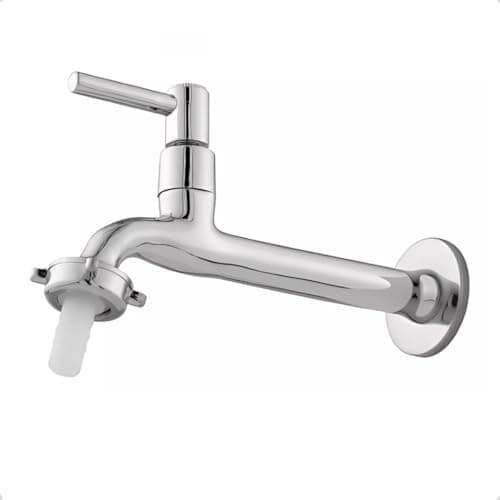 Torneira Longa de Metal para Pia ou Tanque, 18 cm, Com Bico 1/4 de Volta