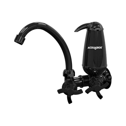 FILTRO AQUABIOS ACQUA E05 COM TORNEIRA QUADRISETA BICA MOVEL 1/4 DE VOLTA PRETA PARA PAREDE