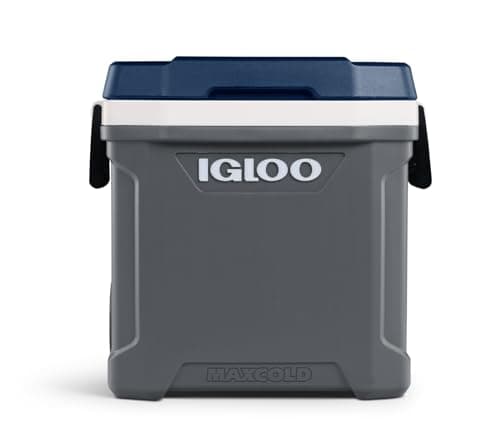 Caixa Térmica Igloo Maxcold Latitude 62 Roller Cinza e Azul - Vista Frontal