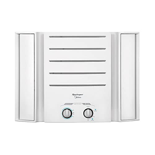 Ar-condicionado de janela Springer Midea branco, controles frontais, logo central.