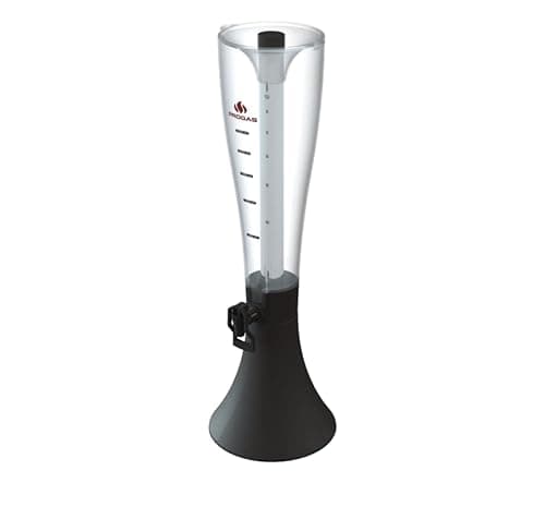 Torre de chopp 2,5L Progás PRTC-25, base preta e corpo transparente cinza com marcações de volume e logo da marca.