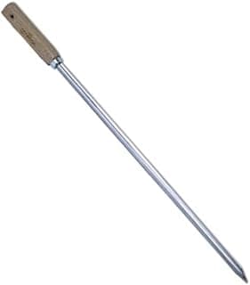 Espeto Simples de Aço Inox 80cm com Cabo de Madeira – Resistente, Fácil de Limpar, Ideal para Churrasqueira, Grelha e Fogo de Chão
