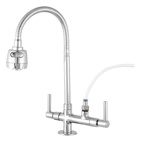 Torneira Gourmet Flexivel Com Tubo Inox e Saida Para Filtro e Purificador De Agua, Torneira De Bancada De Cozinha