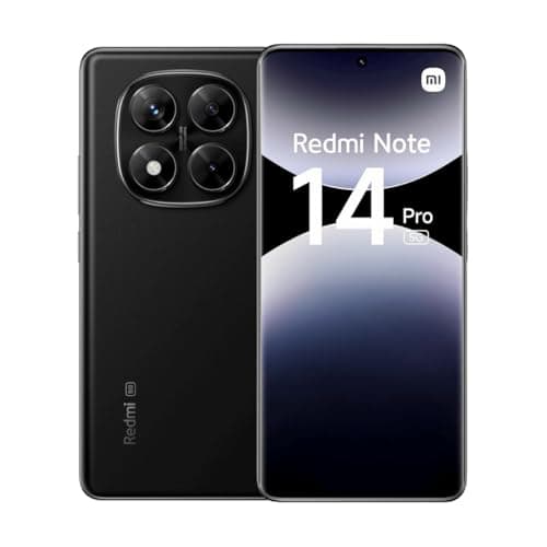 Smartphone Xiaomi Redmi Note 14 Pro 5G Midnight Black com quatro câmeras na traseira e logotipo Xiaomi.