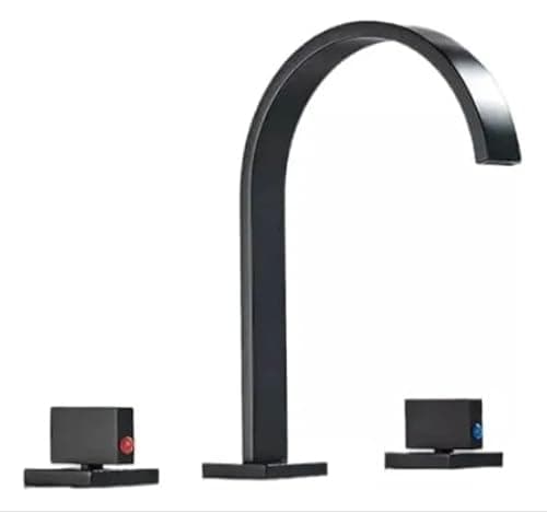 Torneira Misturador para Lavatório de Banheiro, Acabamento Cromado, Duplo Comando (PretoFosco)