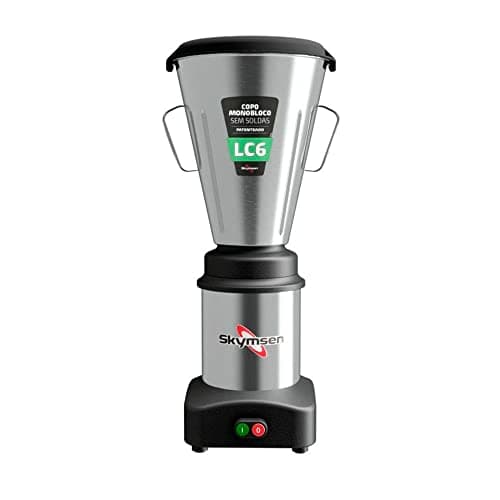Liquidificador Industrial Inox 6,0 litros LC6 - Skymsen em aço inoxidável com tampa preta e controles verdes