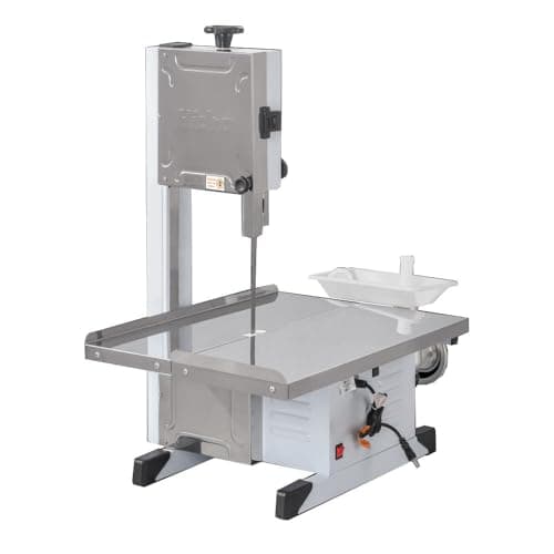 Serra de fita móvel de mesa com moedor hidro cinza e branco